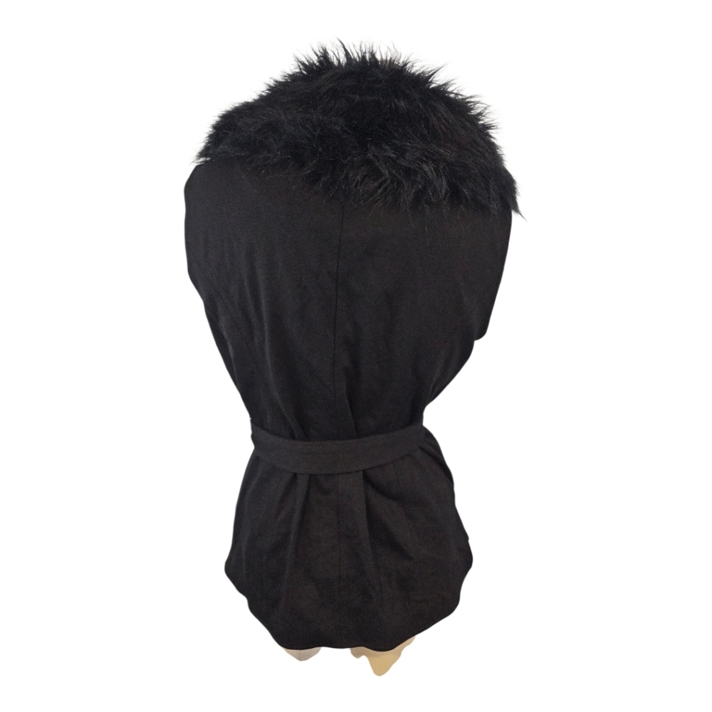 Chico's Size 1 M Elegant Black Belted Vest with Faux Collar - Picture 4 of 7